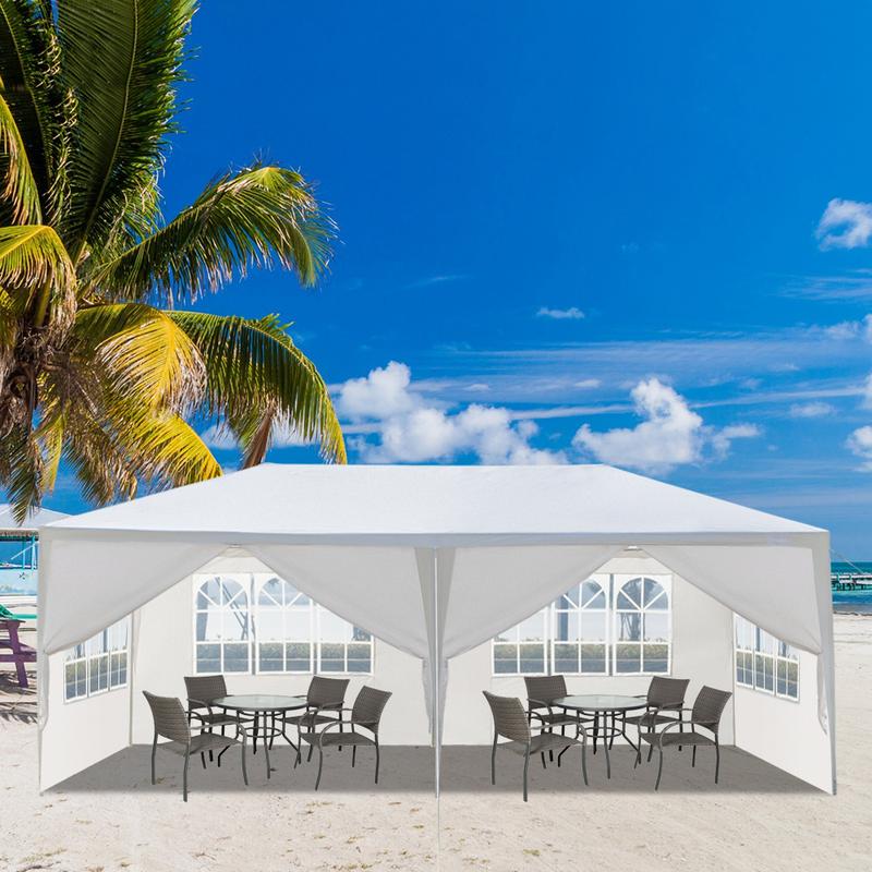 10' x 10'/20'/30' Outdoor White Waterproof Gazebo Canopy Tent with Removable Sidewalls for Party Wedding Events Beach BBQ