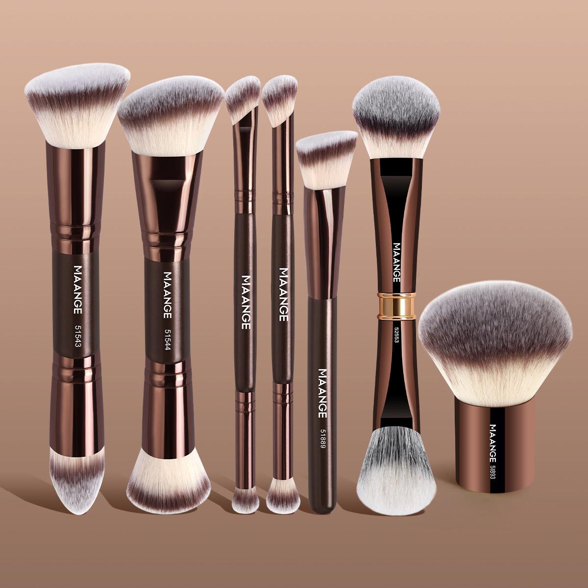 MAANGE 7pcs Makeup Brush Set, Foundation Brush Blush Brush Contour Brush Concealer Brush Tapered Brush Nose Contour Brush Eyeshadow Brush Smudge Brush Detail Brush, Essential Beauty Tools, Gift for Women & Girls, Makeup Brush Kit