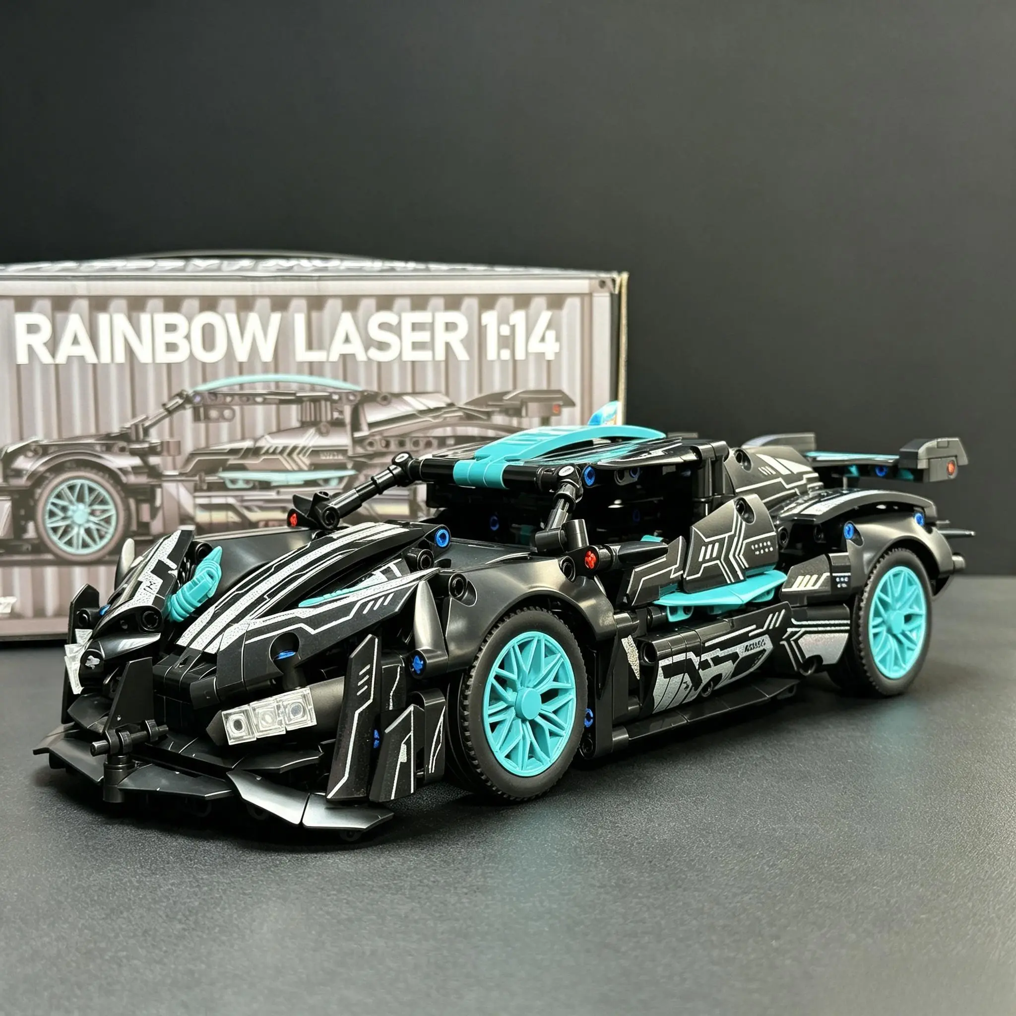 1:14 Scale Cyber‑Style Race Car Building Blocks Kit, Highly Restored Sports Car Model, DIY Bricks Construction Set, Collectible Desktop Ornament Toy, Creative Assembly Toy for Boys Teens Adults, Ideal Birthday Holiday Gift