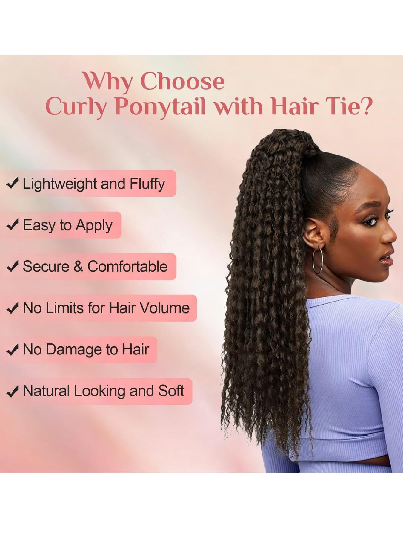 African Braided Hair Extension, Long Curly Corn Silk Ponytail, 12 Strand Screw Roll Messy Dreadlocks, Suitable for Daily Wear