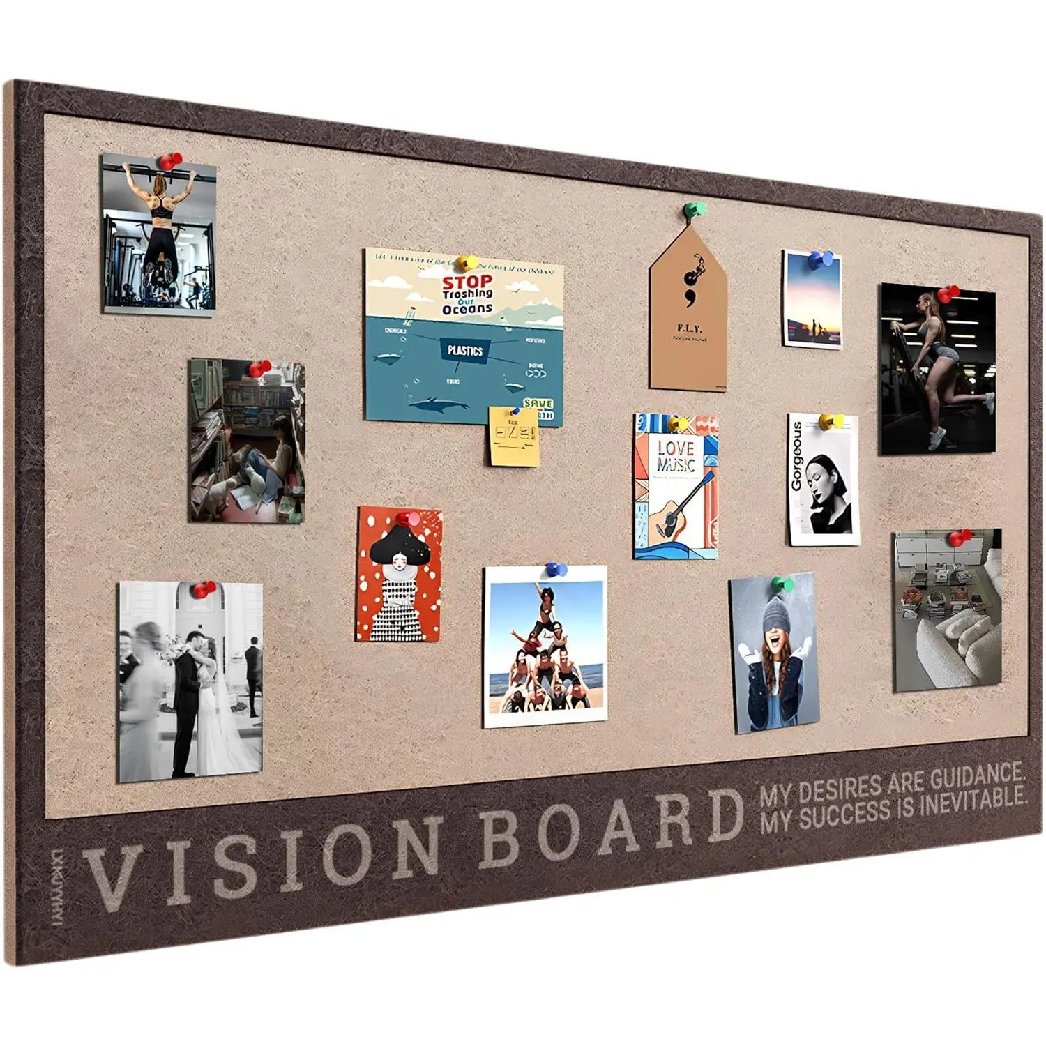Premium DIY Dream Board Vision Board Kit with Bottom Plate and Supplies, 23.6x15.7 inches (Brown+Camel)