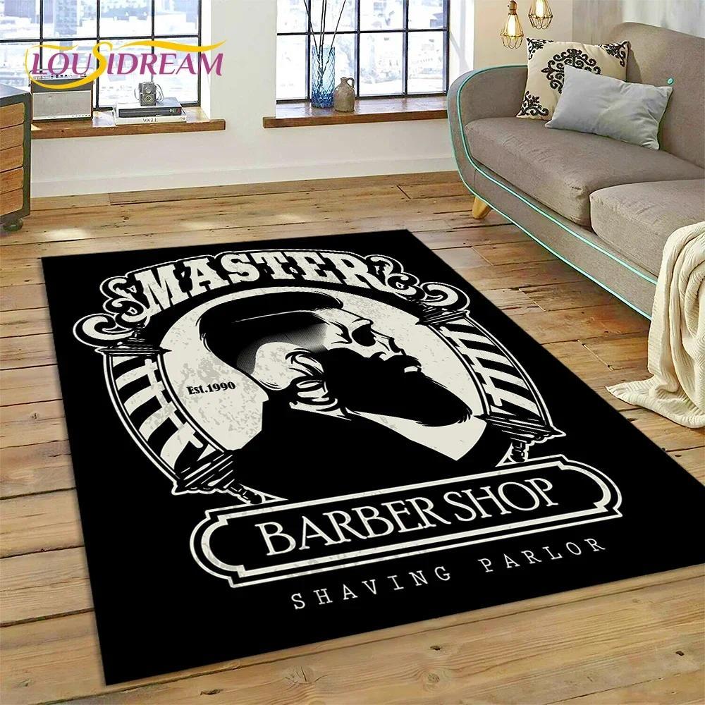 Vintage Barbershop Portrait Flannel Area Rug - Retro Hairstyle Salon Print Soft Mat for Barber Shop & Home, Non-Slip Man Cave Decor#BarbershopRug #VintagePortraitMat #RetroSalonDecor #ManCapeCarpet #NonSlipFlannelRug