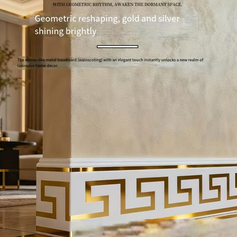 1 Roll Extra Thick Self-Adhesive PVC Baseboard Molding, 3.93in x 196.8in, Waterproof & Moisture-Proof, Wall Trim Decoration, Peel and Stick, Geometric Design Modern Style, Easy to Install, Perfect for Living Room, Bedroom, Office, Rental Apartments, XPE F