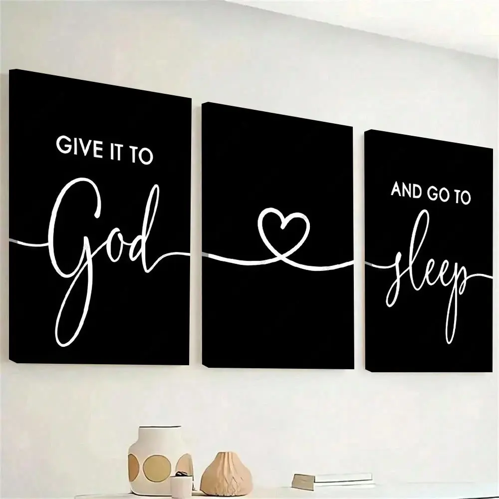 Three-Piece Framed Decorative Painting Set, and Love Quotes Wall Art, Bedroom Headboard Style, Three-Panel Wall Decoration