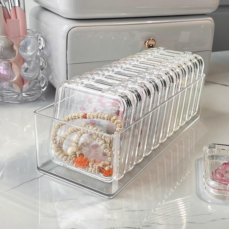 Jewelry Storage Box Set, 12 Transparent Compartments, Large Clear Organizer, Portable Bead Holder, 9x3.6x2.4 Inches, Compact Accessory for Travel & Crafting, Travel Essentials