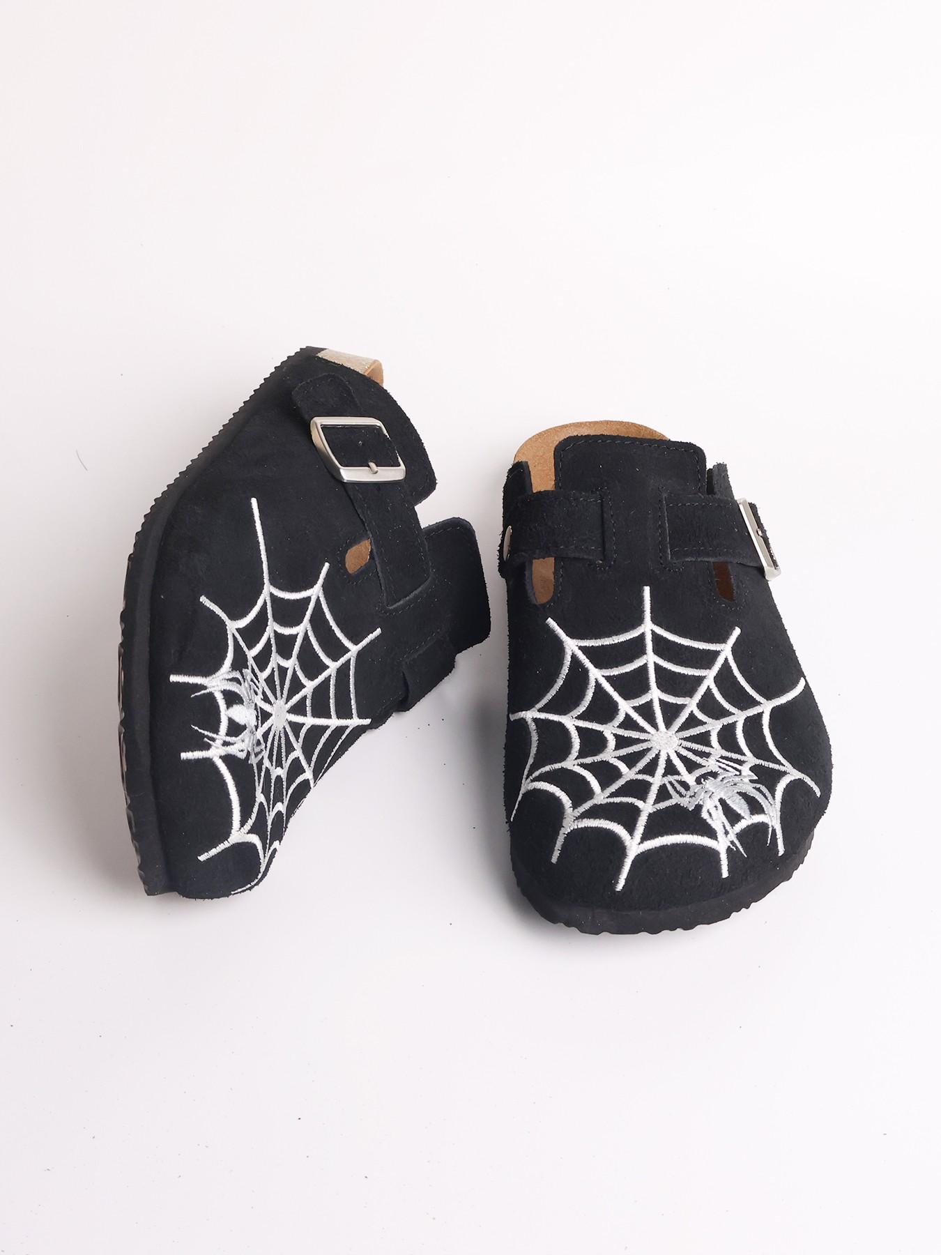 Black Kids Slip-On Clogs with Spider Web & Red Cross Accents Children main image 3