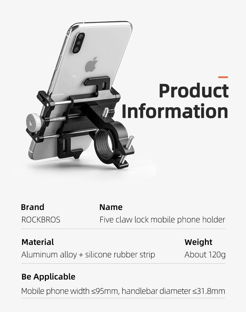 ROCKBROS Bike Phone Mount Holder Motorcycle & Bicycle Handlebar Cell Phone Holder 360° Rotatable Aluminum Phone Clip for iPhone 11 12 13 Pro Max Mini X XR Xs Plus Samsung S21 S20 S10 ROCKBROS Bike Phone Mount Holder Motorcycle & Bicycle Handlebar Cell Phone Holder 360° Rotatable Aluminum Phone Clip for iPhone 11 12 13 Pro Max Mini X XR Xs Plus Samsung S21 S20 S10