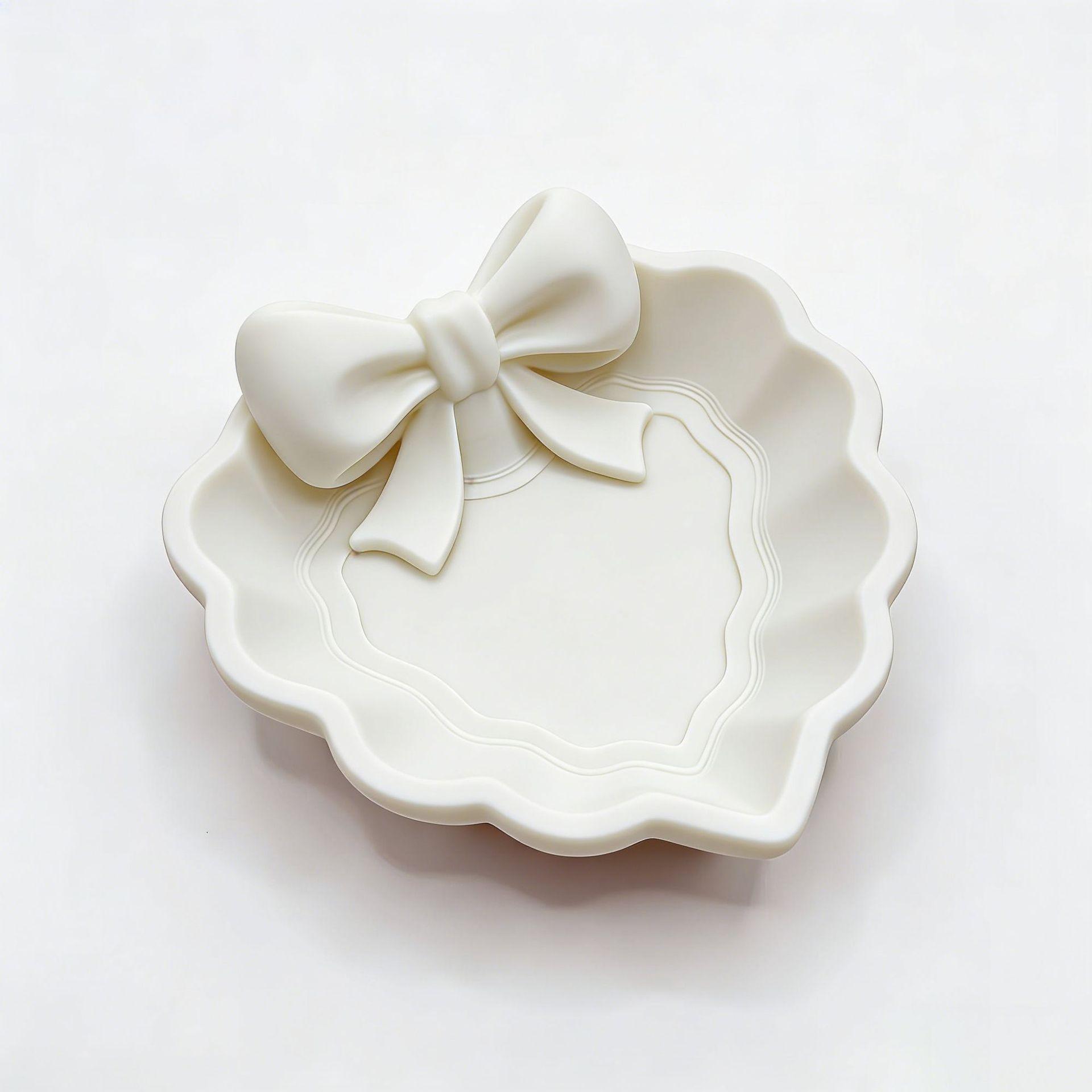 Heart-Shaped Jewelry Tray with Bow, 3D Printed, Ideal for Vanity, Sink, Home Decor, Office Desk, Jewelry Storage