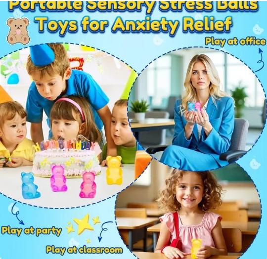 1 PCS Gummy Bear - Sensory Fidget Toy with Jelly-Like Filling, Squeeze Toys, Stress Toys,Squishy Toys, Stress Relief Toys, Fidget Toy, Birthday Gifts, Gift Bag Stuffing