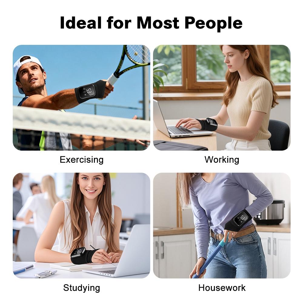 Heated Wrist Massager with Vibration & Heat Settings, Wrist Heating Wrap 15-Minute Timer, Ideal for Tendonitis , Mouse Hand Relax, USB Rechargeable Massagers