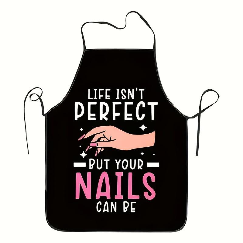 Nails Pattern Apron, 1 Count Breathable Cooking Apron, Sleeveless Kitchen Apron for Home Dining Room Garden Coffee Shop