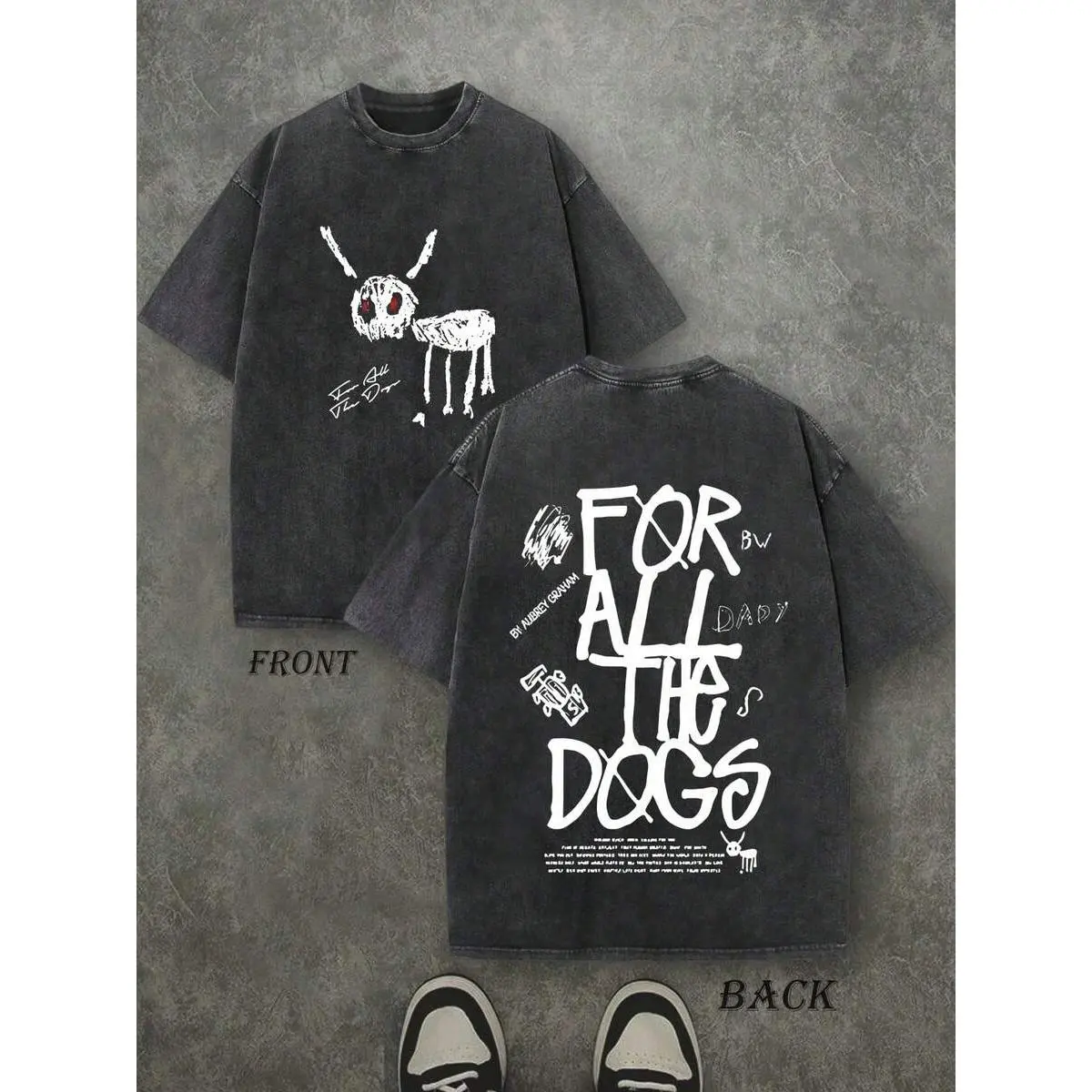 Double-Sided Digital PrintedT-Shirt Rapper DrakeFOR ALL THE DOGSGraphicTeeHip Hop T RendT-ShirtCasual Soft Short Sleeve Pure 100% Cotton 220gsmT-Shirt