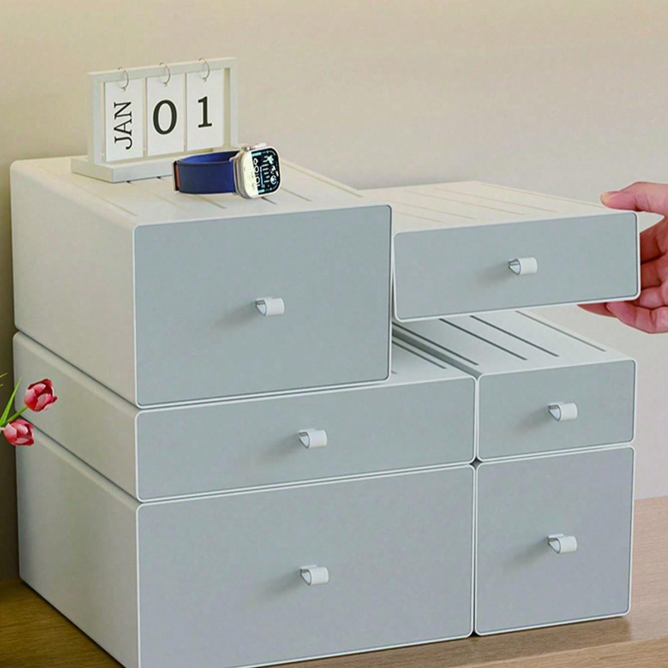 Desktop Drawer Storage Box, Desk Organizer for Office, Dorm, Bedroom, Living Room, Stackable Storage Cabinet, Cosmetics Holder