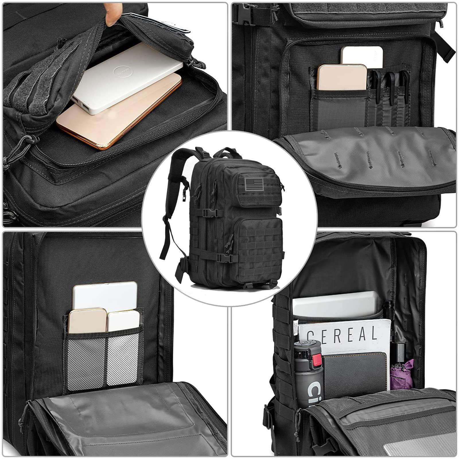 Military Tactical Backpack Large 3 Day Assault Pack 40L Molle Bag for Men Waterproof High-Density Fabric with USA Flag Patch Versatile Multi-Compartment Design for Hiking Daypacks, Gym Sports Bag, Travel, Fishing Military Tactical Backpack Large 3 Day Assault Pack 40L Molle Bag for Men Waterproof High-Density Fabric with USA Flag Patch Versatile Multi-Compartment Design for Hiking Daypacks, Gym Sports Bag, Travel, Fishing