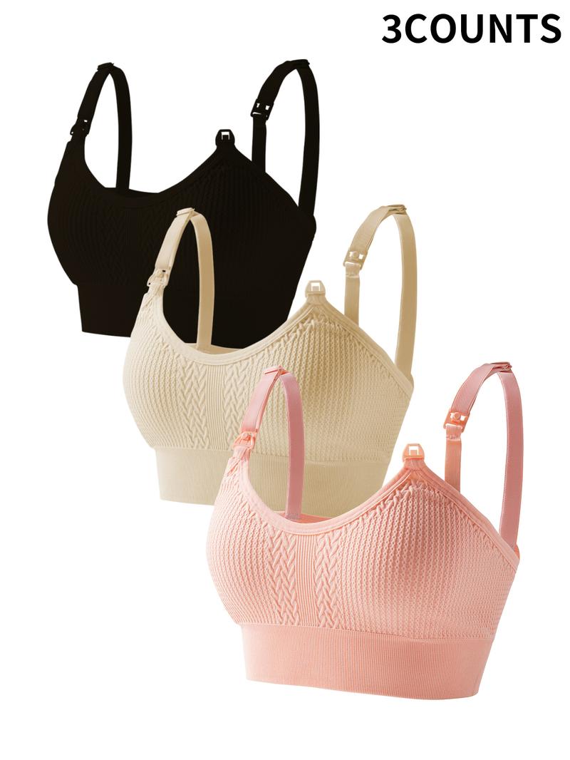Maternity Solid Color Wireless Bra, Comfortable Breathable Seamless Nursing Bra, Maternity Underwear for Pregnancy & Postpartum, Maternity Bras