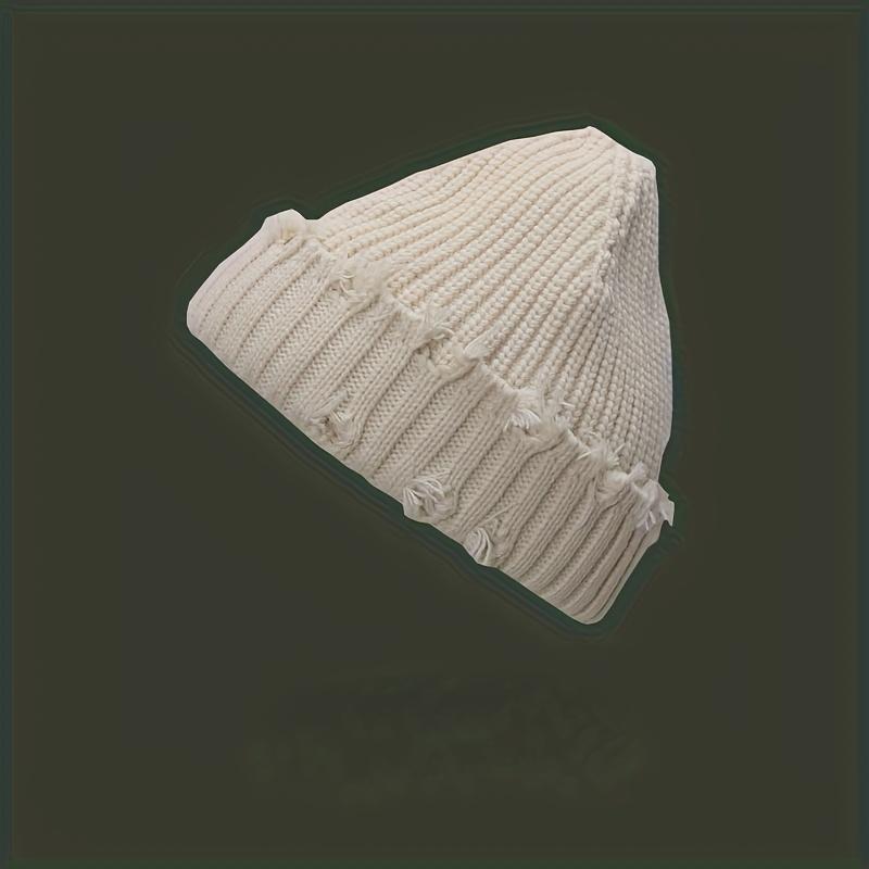 2026 Vintage Distressed Hip Hop Beanie, Korean Retro Short Melon Skully Cap for Men Women, Soft Stretchy Knit Hat for Cold Weather, Perfect Daily Wear & Outdoor Activities