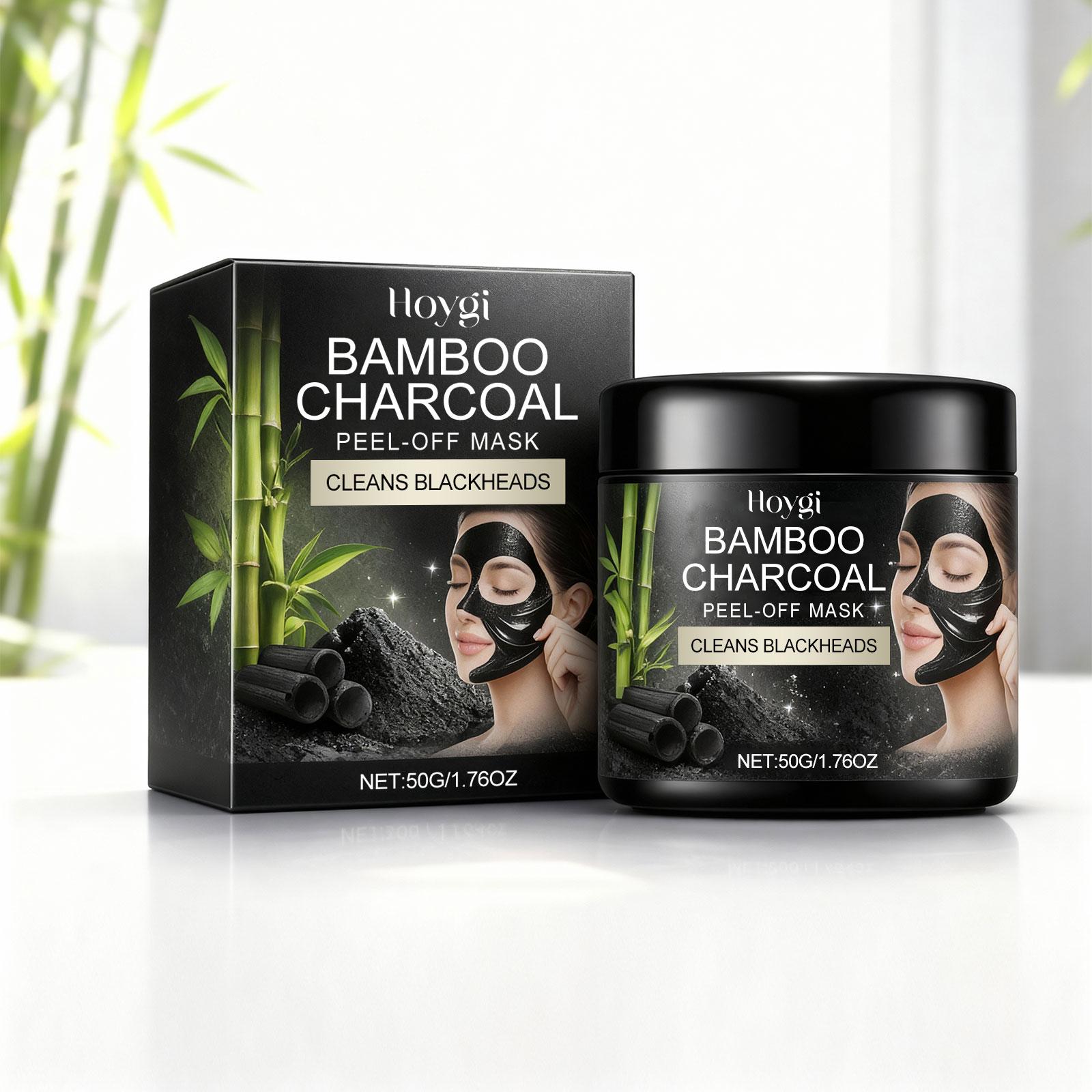 Hoygi Bamboo Charcoal Peel-Off Mask 50g, Deep Cleansing, Hydrating, Aloe Vera Ingredients, Suitable for All Skin Types, Natural Beauty Cream