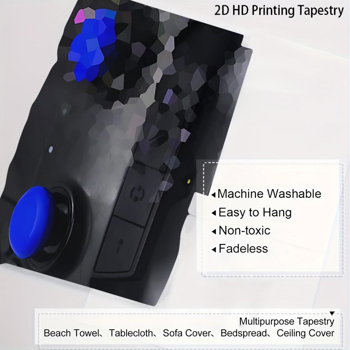 Gamer Game Controller 3D Print Tapestry, Cool Tech Style, Durable HD Printed, for Boys Bedroom, Gaming Room, Dorm, Homestay Wall Decor