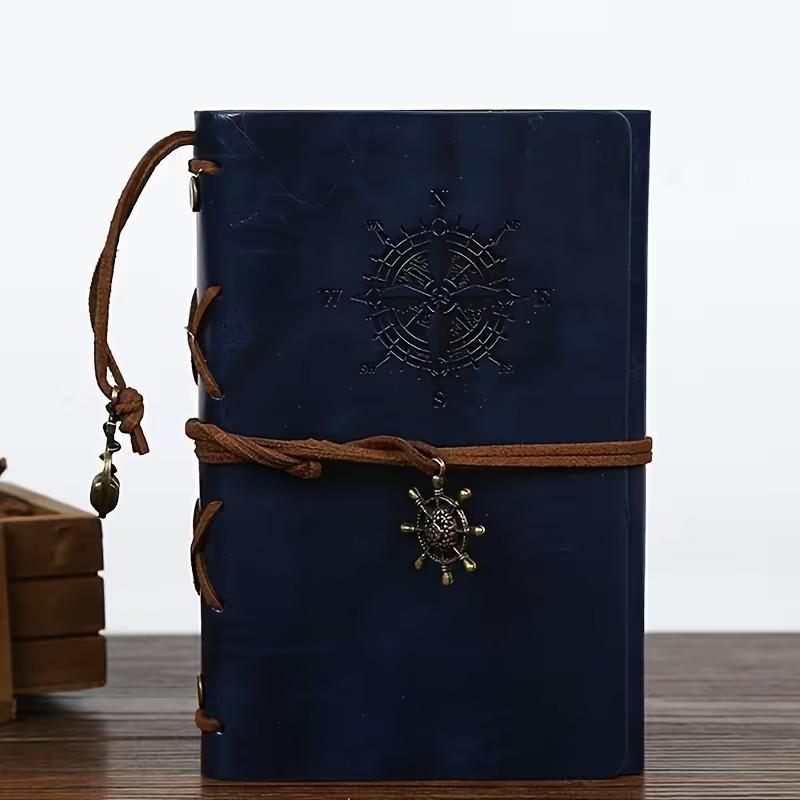 Vintage Pirate Journal with Nautical Compass & Treasure Map, Hardcover Diary with Metal Closure, Spiral Bound Notebook for Notes