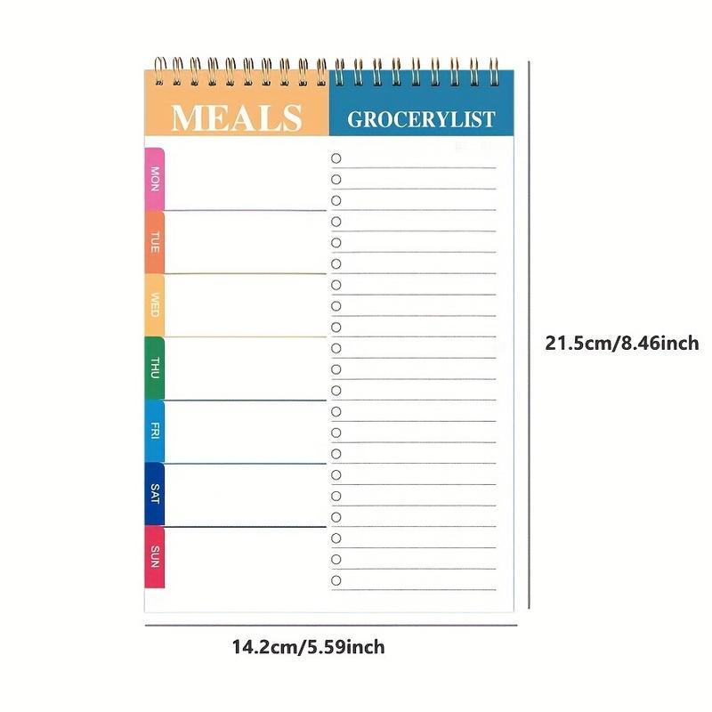 Weekly Meal Planner Board 5.6x8.5 Inches 90 Pages Spiral Bound Planner, Daily & Weekly Plan Organizer, Convenient Grocery List Tear-Off Sheets