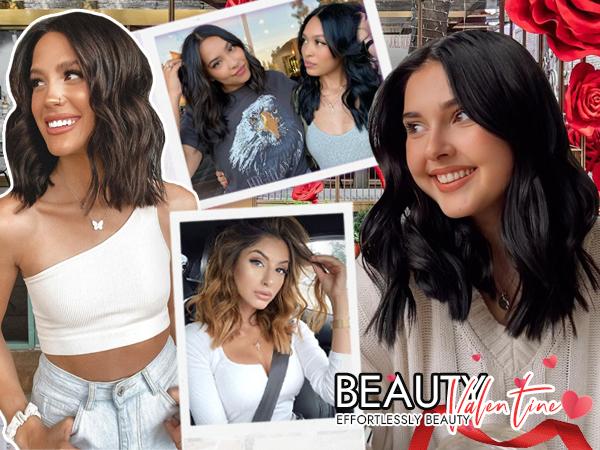 [AISI HAIR] Brown Highlight Short Wavy Wig for Women Lace Hairline Bob Style Synthetic Heat Resistant - Natural Appearance for Everyday Hairstyle 14 Inch