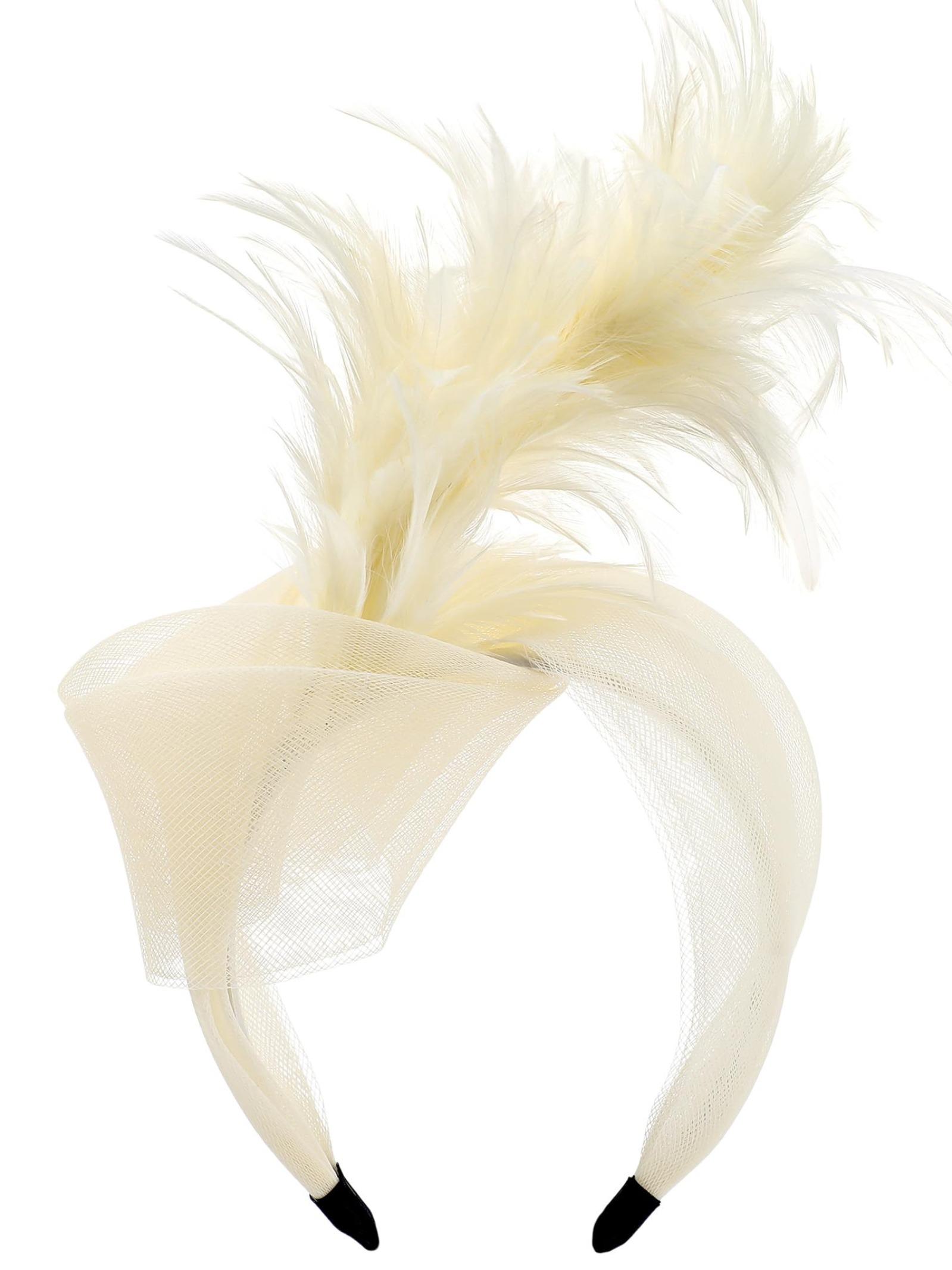Feather Fascinators Headband Women's Tea Party Hat for Kentucky Derby, Cocktail, Wedding, Fancy Dress Party for Evening Wear and Special Occasion Vintage Looks Brooch Sweet and Cute Women's Hair Accessories ﻿