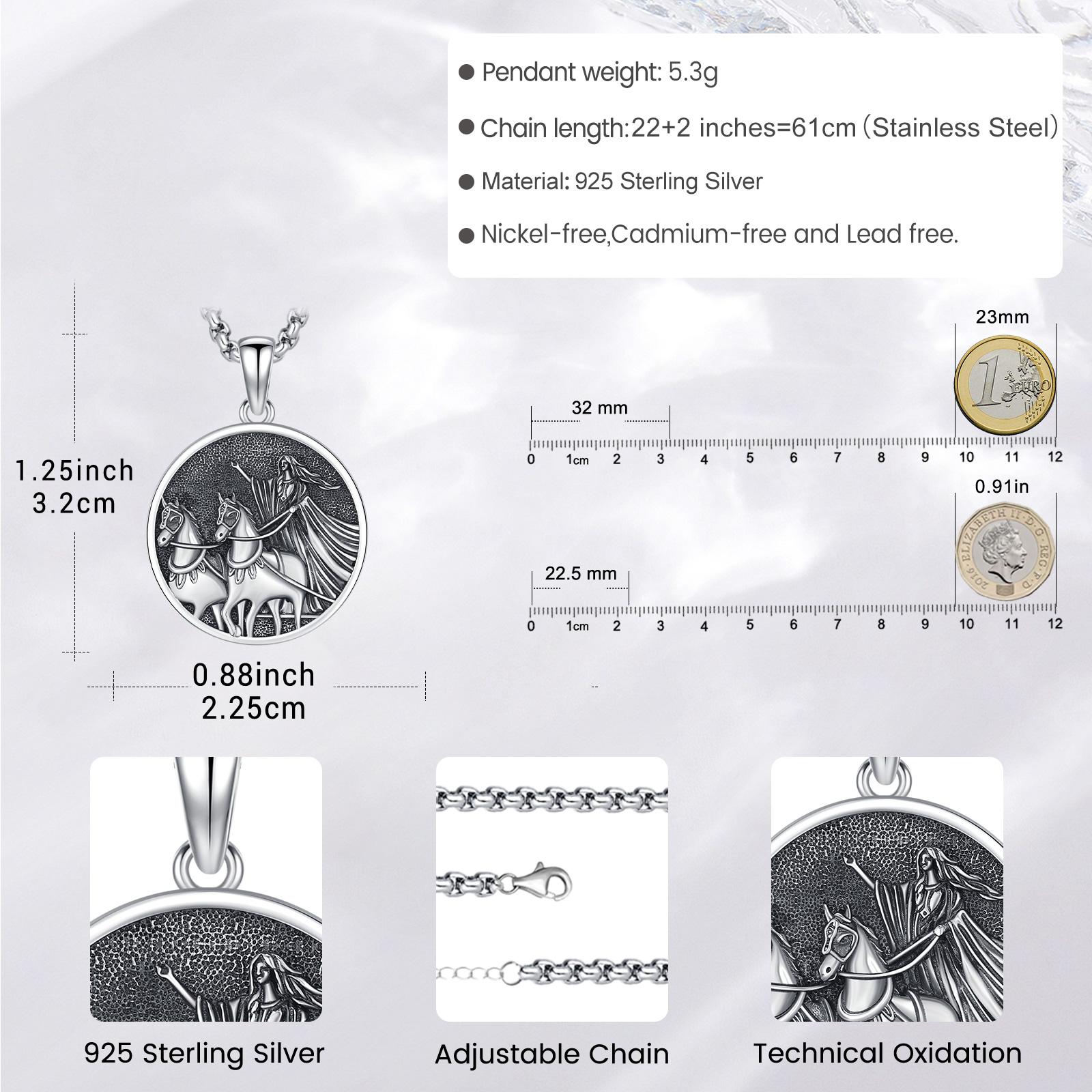 DRINSPER Nyx Necklace 925 Sterling Silver Pendant Nyx the Goddess of Night and Darkness from Greek Mythology Pagan Jewelry for Women