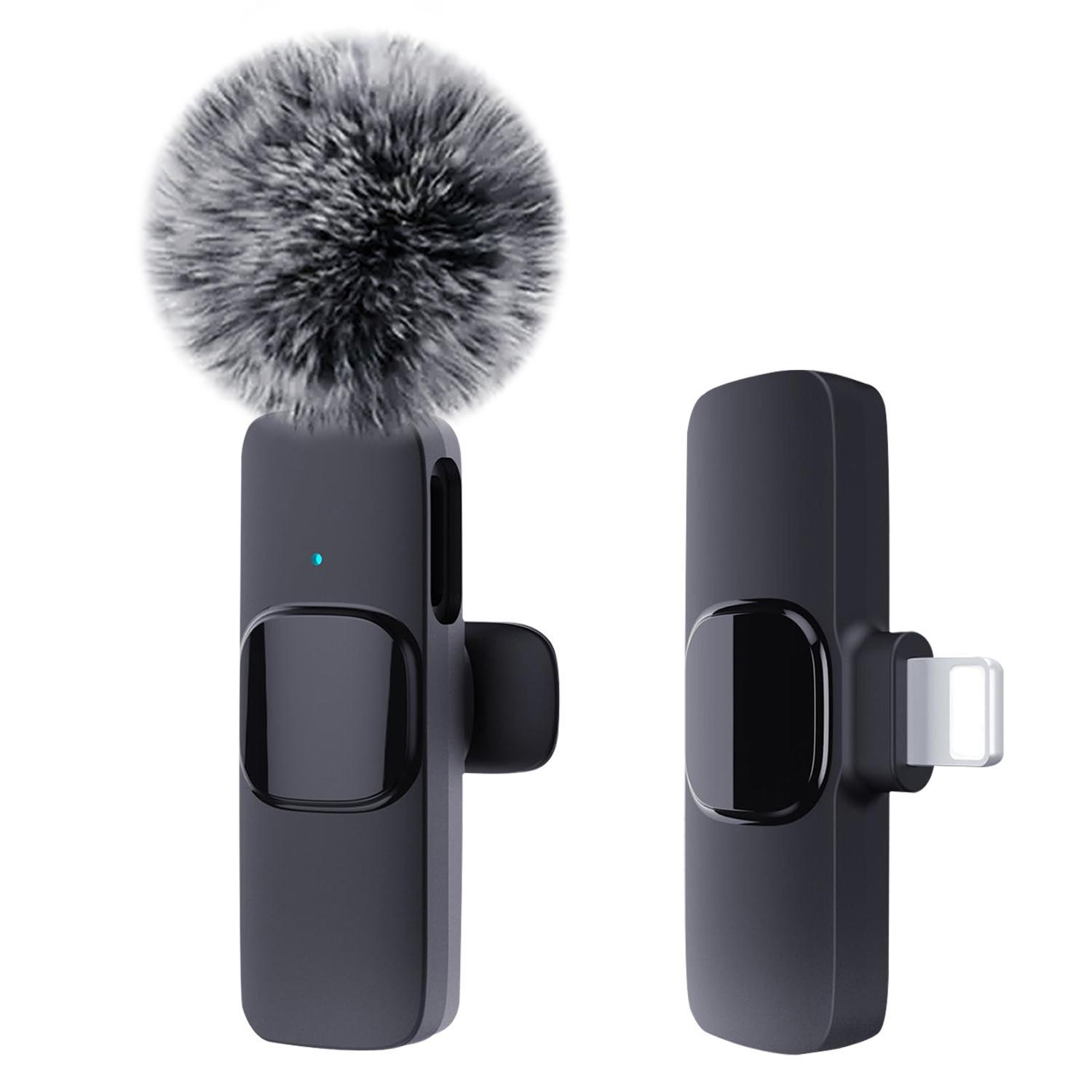 Wireless Lavalier Microphone for iPhone iPad TypeC Lapel Mics Plug-Play 2.4G Ultra-Low Delay Noise Reduction Chip Working Time for Video Recording Interview Podcast Vlog