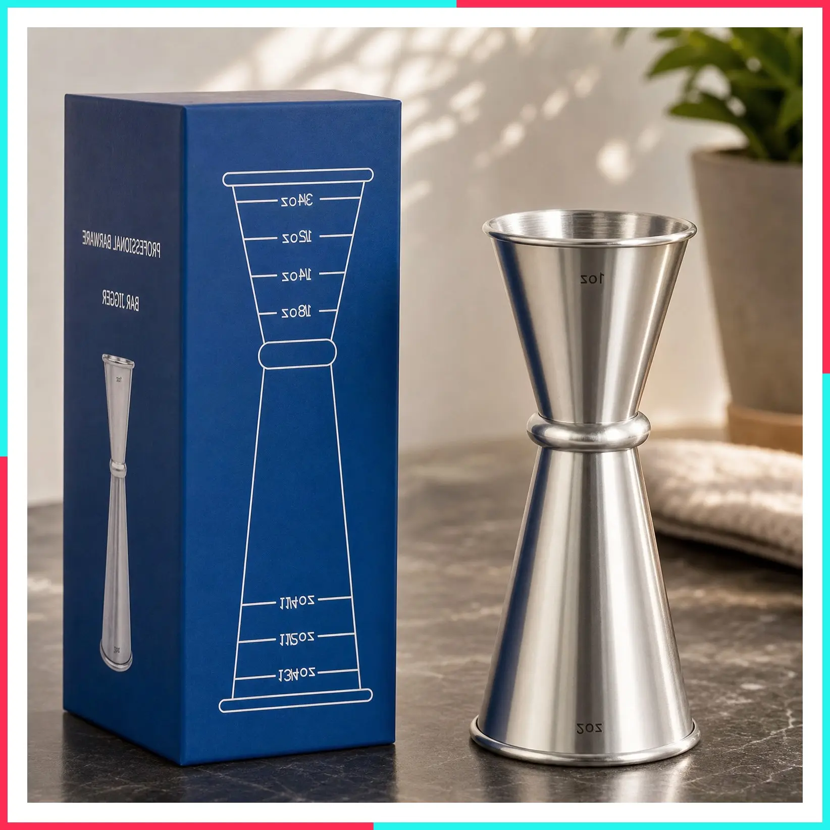 Premium Japanese Jigger with 7 Measurements Inside for Bartender, 304 Stainless Steel Heavy-Duty Jigger, Bar Accessories for The Home Bar Set (Pack 1)