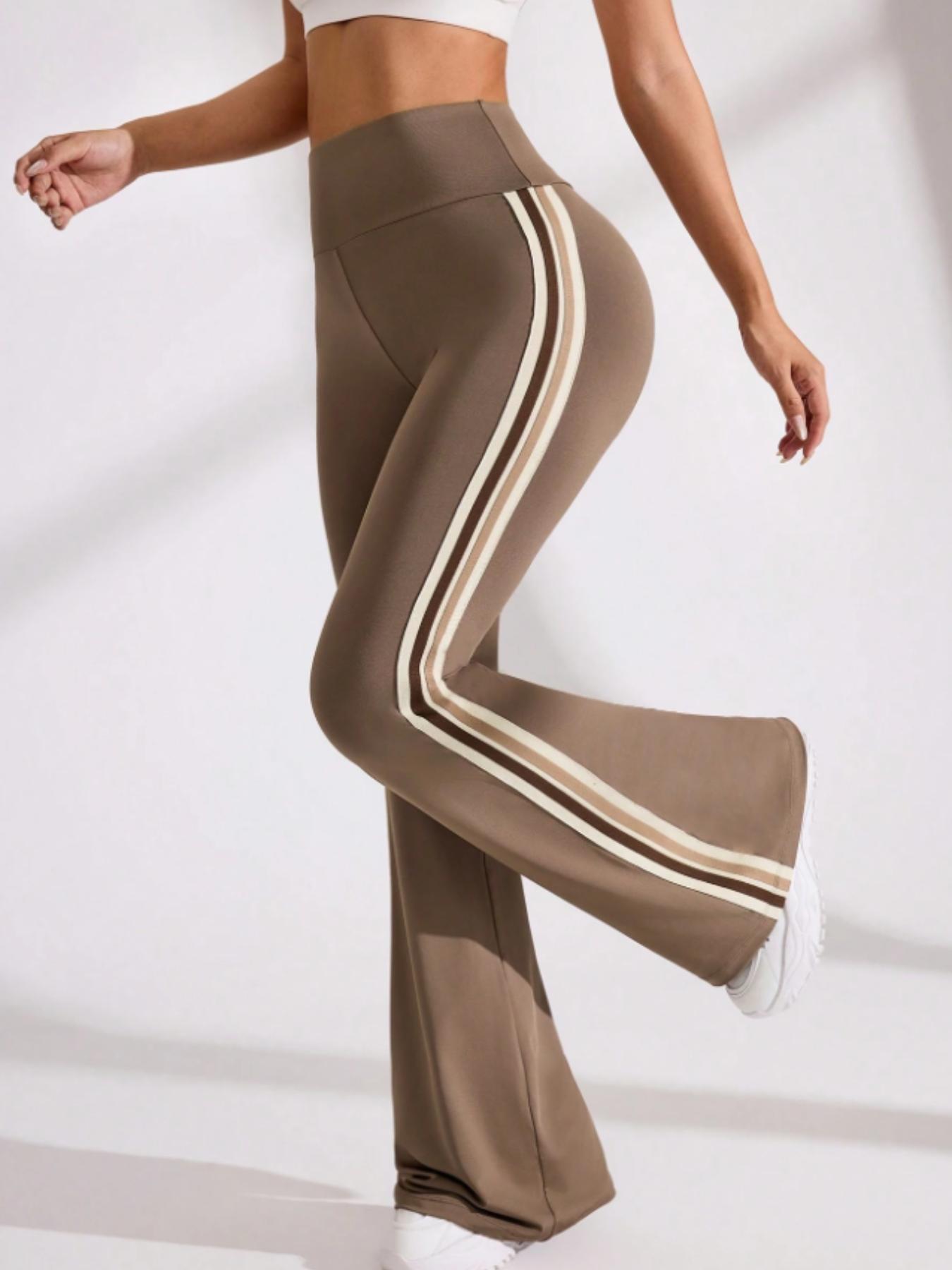 Women's Halloween High-Waisted Sporty Yoga Pants, Gym Sportswear Bottoms, Tight-Fitting Knit Fabric Colorblock Design, Fall & Winter Casual Wear