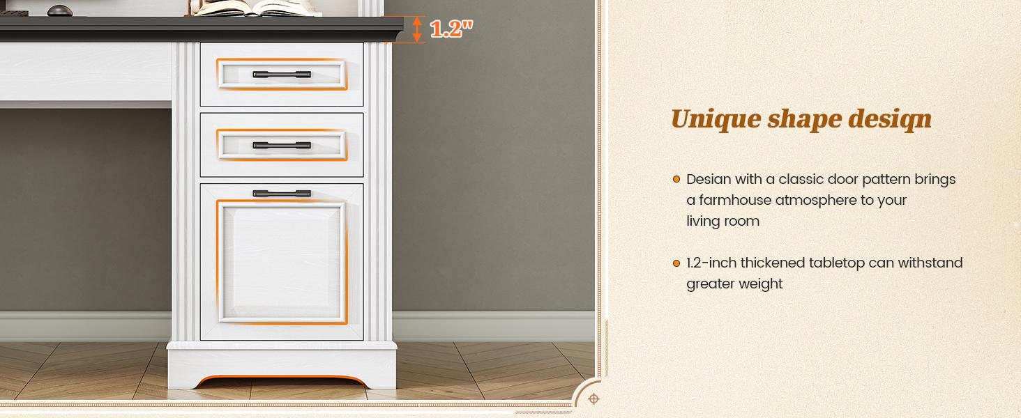 SEDETA 47.2-inch Executive Desk with 3 Drawers Computer Desk with Power Outlet Gaming Desk with Organizer