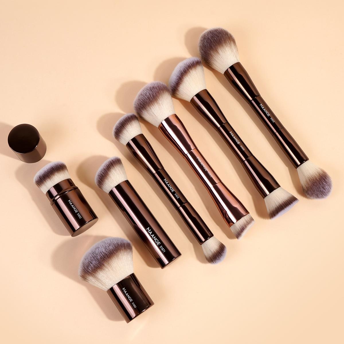 MAANGE Multi-Use Makeup Brush Set, 7-Count Ergonomic Cosmetic Brushes for Blush, Contour, Highlighter and Concealer, Makeup Blending Brushes and Professional Facial Detailing Tools for Women and Girls