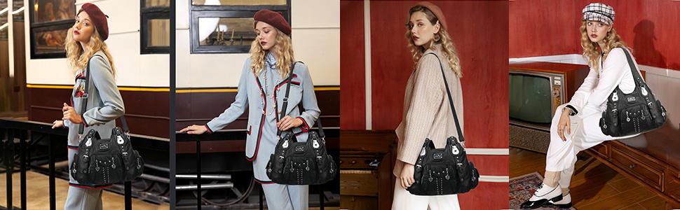 Angel Kiss Soft PU Leather Large Hobo Bag for Women - Adjustable Shoulder Strap, Multiple Pockets, Anti-Theft Back Zipper, Casual Handbag Satchel SpringStatements Angel Kiss Soft PU Leather Large Hobo Bag for Women - Adjustable Shoulder Strap, Multiple Pockets, Anti-Theft Back Zipper, Casual Handbag Satchel SpringStatements