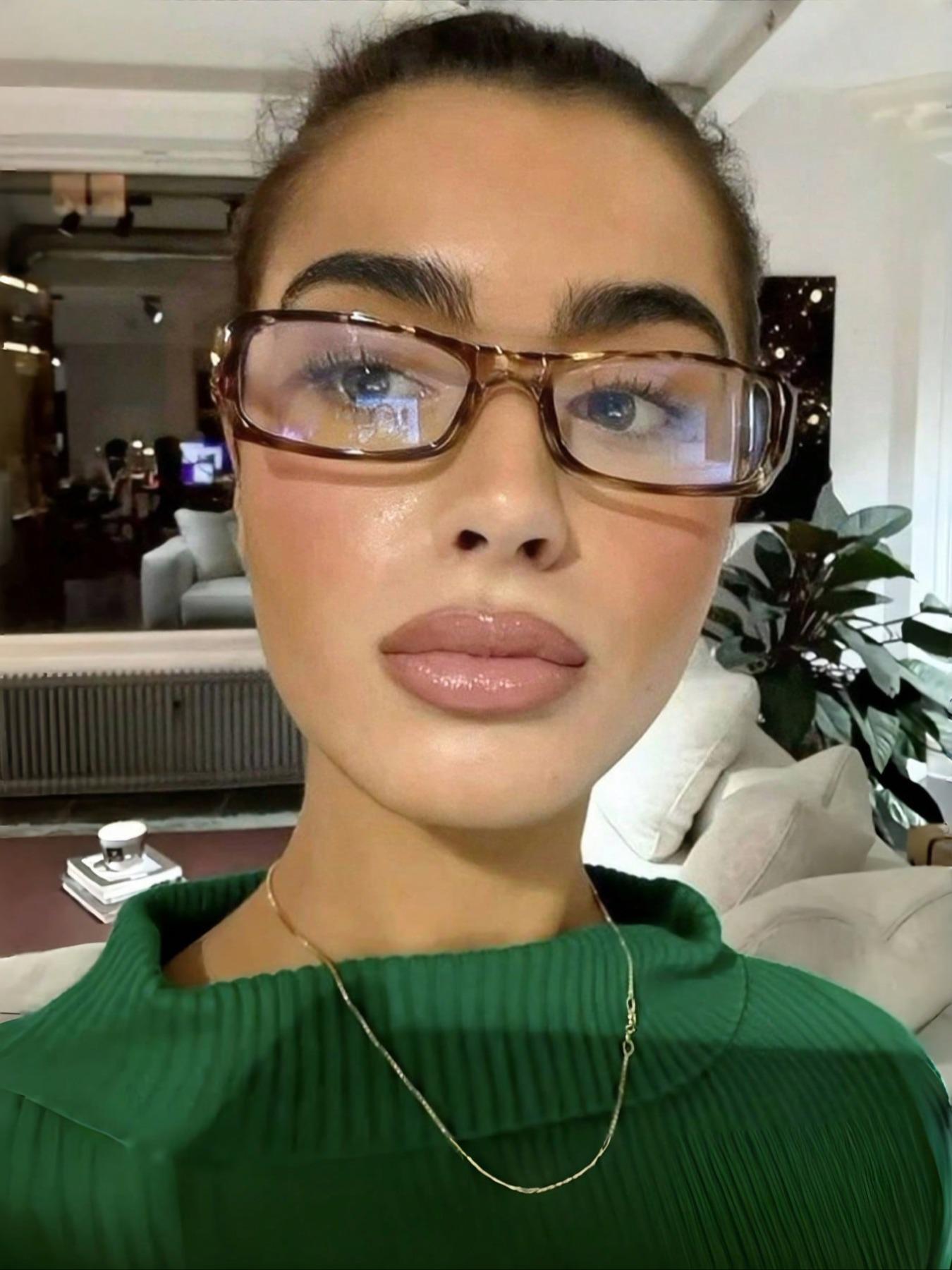 Elegant Y2K Rectangular Frame Leopard Pattern Glasses for Women, Suitable for Daily Life, Office Commute, Business Casual Wear, Fashion Eyeglasses