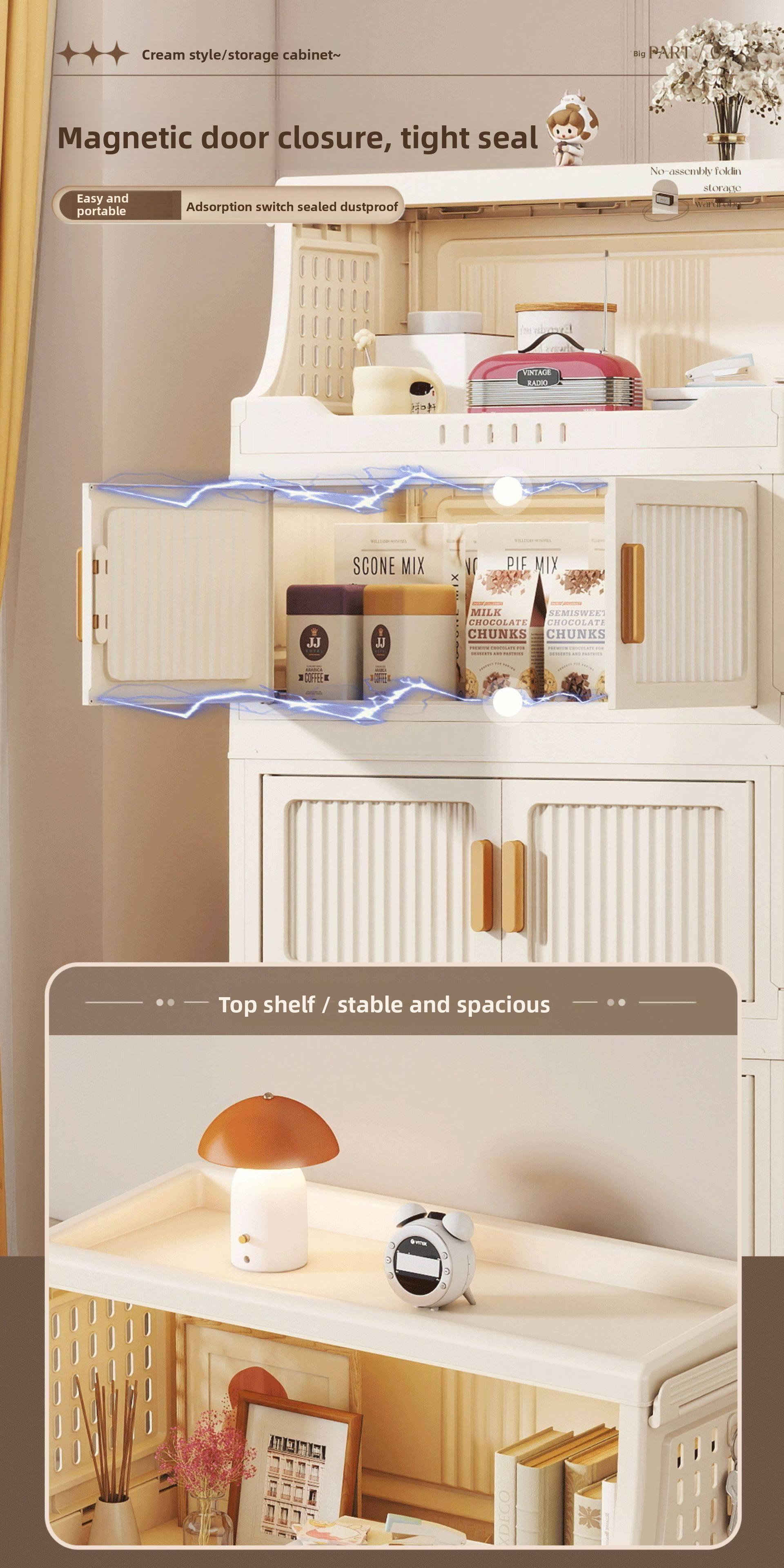 Large-capacity covered multi-tier stackable storage cabinet, wheeled foldable plastic storage cabinet, closet organizer and storage box, decorative cube closet organizer, for living room, bedroom, bathroom, office, dormitory, Space Saving Furniture