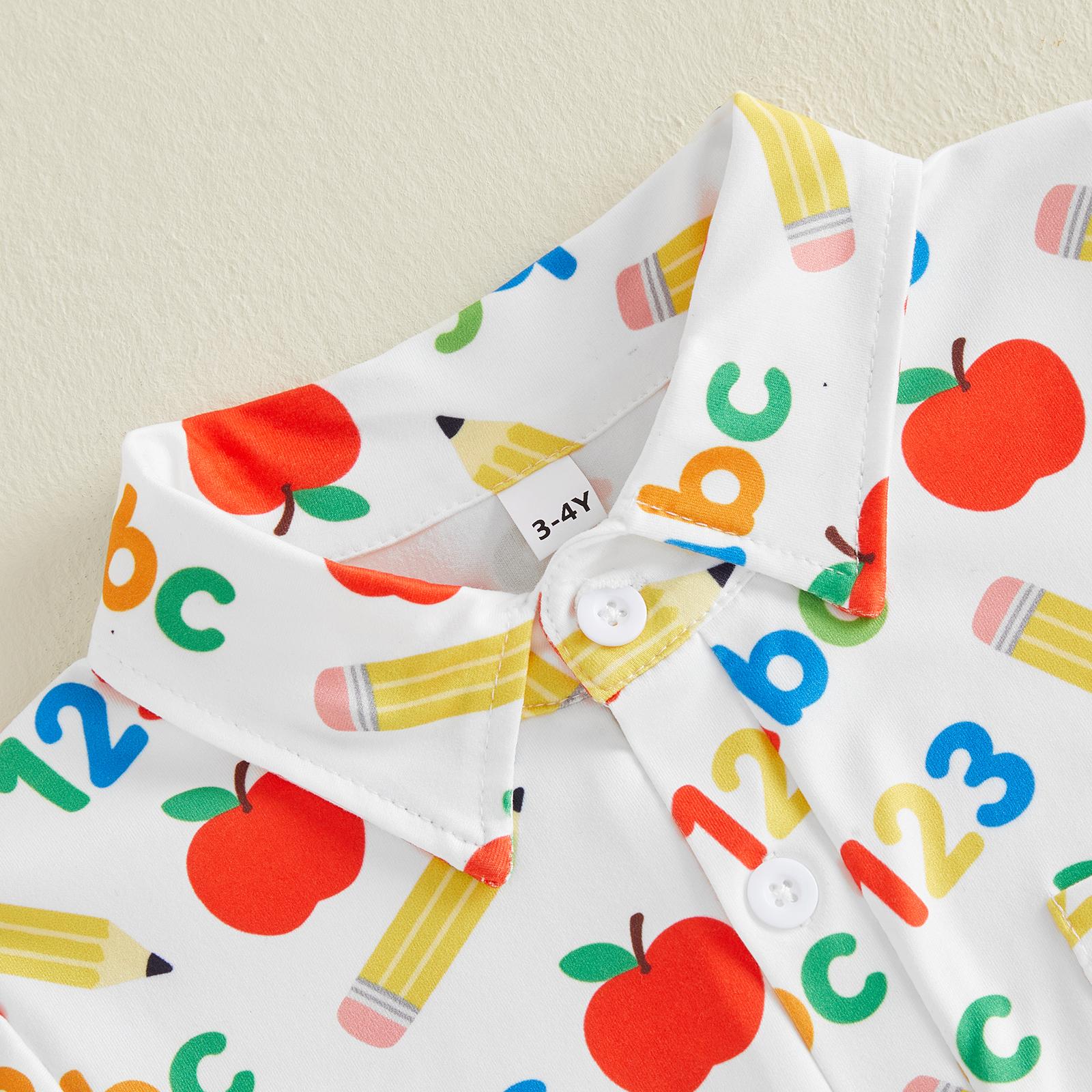 Toddler Baby Little Boys Back To School Shirts Pencil Short Sleeve Half Button-up Tops for Summer Spring 3-7 Years Toddler Baby Little Boys Back To School Shirts Pencil Short Sleeve Half Button-up Tops for Summer Spring 3-7 Years