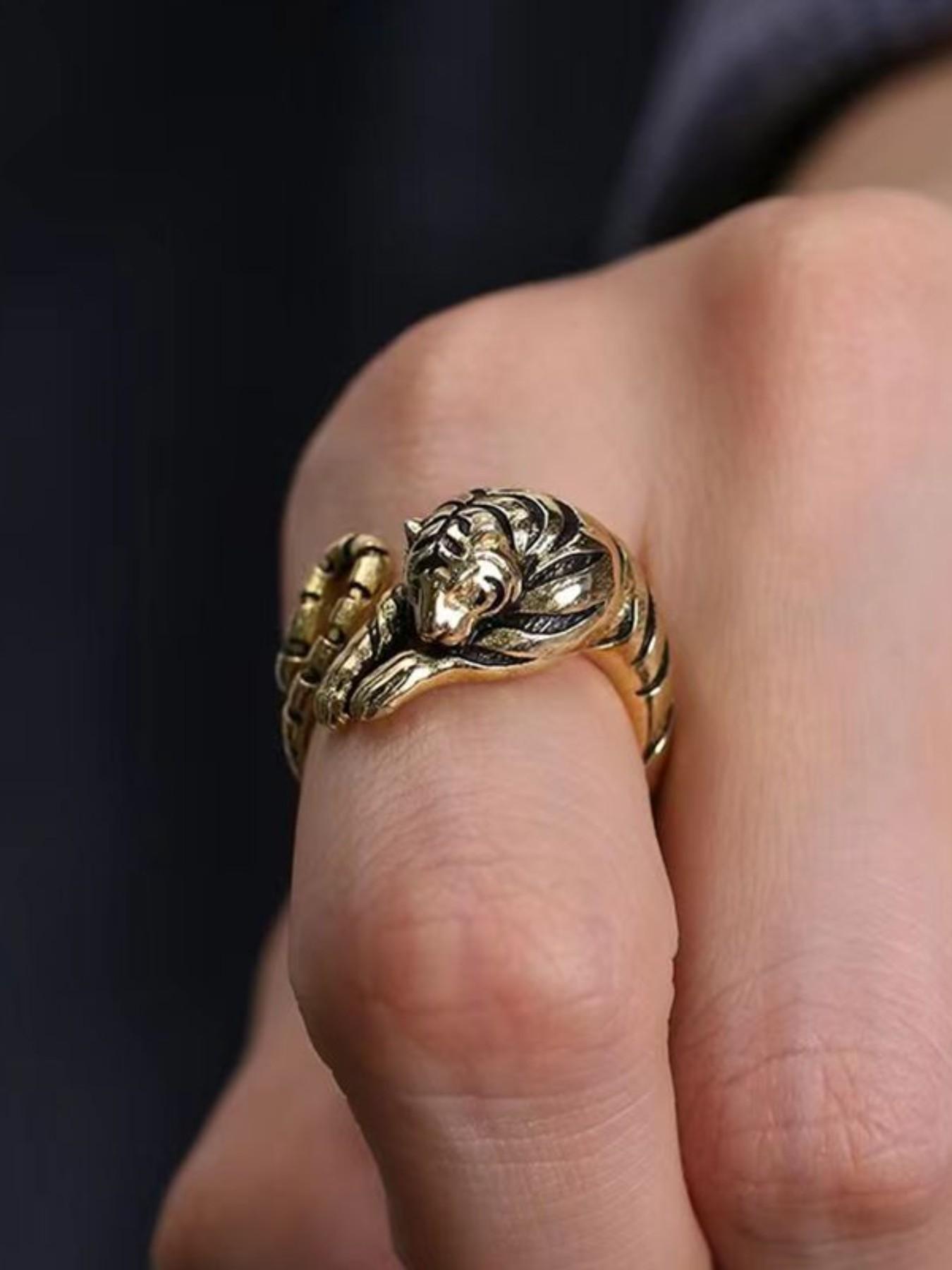 Vintage Tiger Ring, 3D Relief Open Ring, Zodiac Tiger Ring, Unisex, Daily Wear, Zodiac Memorial, Unique Fashion Jewelry