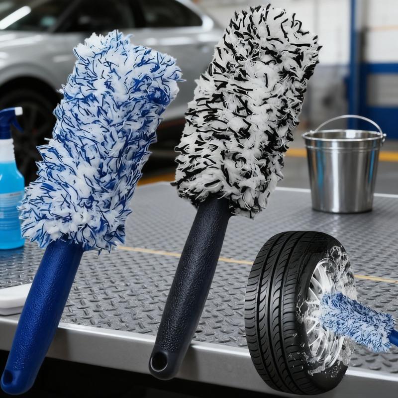 2pcs Wheel Cleaning Brush Set with Soft Bristles for Deep Cleaning, Scratch-Free Vehicle Surface Protection, Durable Plastic Handle, Ideal for Car, Truck, and Motorcycle Wheel Detailing, High-Quality Wheel Cleaning Tool, Efficient Car Detailing