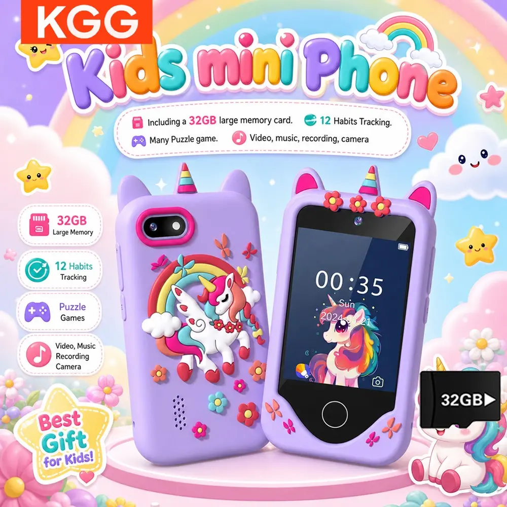 Cute Pattern Smart Phone, Student Smart Phone Toy, Funny Learning Education Tool with Music Player, Alarm Clock Calculator Flashlight Dual Camera Phone for Boys and Girls