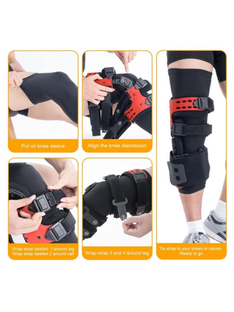 Functional Hinged Knee Support Brace, Adjustable Knee Stabilizer with Compression Wrap, Knee Unloader for Knee Instability, Swelling, Post-Injury Recovery, for Athletes & Seniors