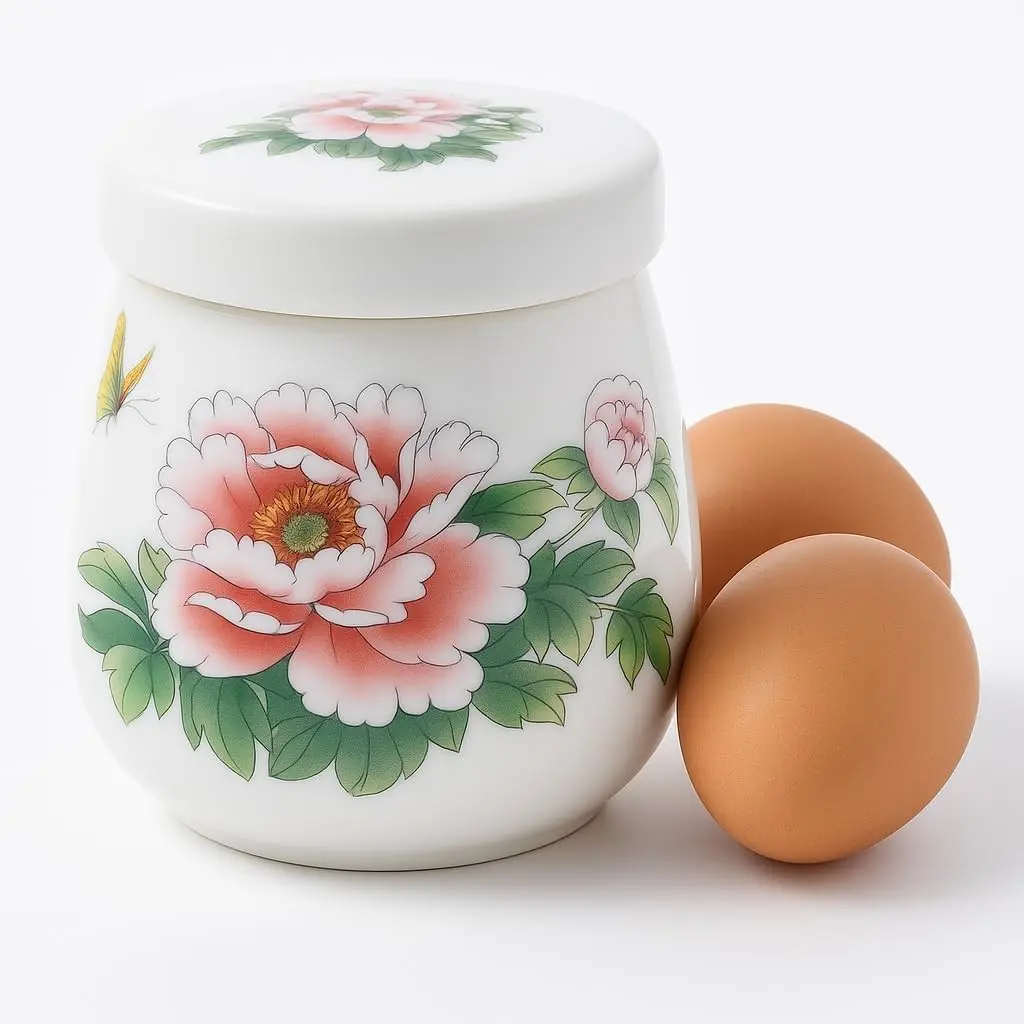 Ceramic Egg Coddler with Lid, 200 mL Porcelain Egg Cooker | Screw-On Lid, Holds One Or Two Eggs, For Soft-Cooked Eggs, Steamed Egg Dishes, Breakfast And Chawanmushi