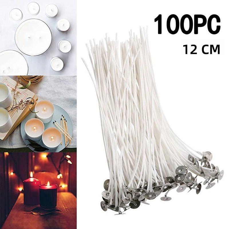 100 Pre-Paraffined Candle Wicks for DIY Candle Making, 10cm-12cm Long, Ideal for Christmas and Holiday Party Decorations