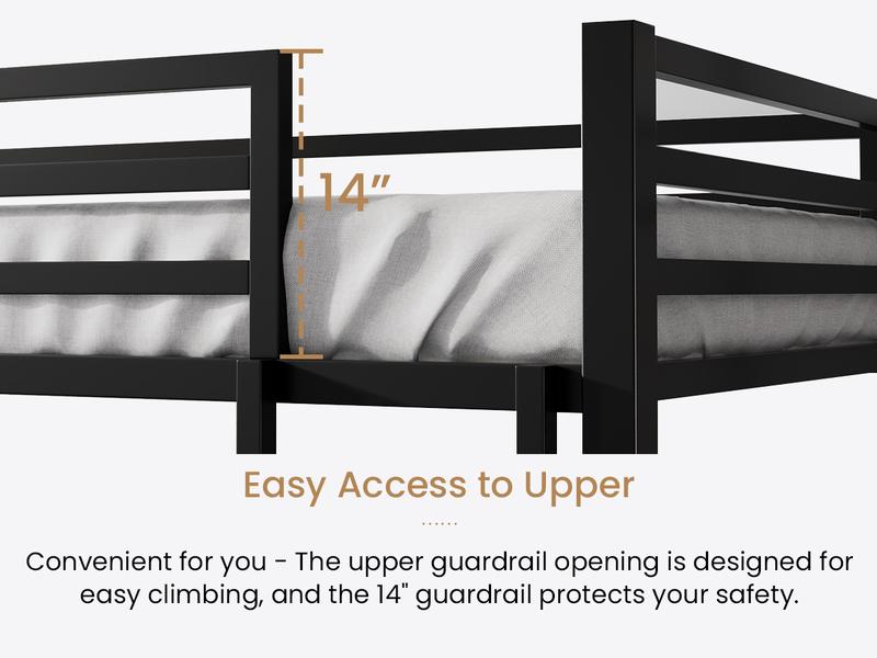 SHA CERLIN Twin Over Twin Metal Bunk Bed |【Frame Only No Mattress】Industrial Design with Inclined Stairs & Full-Length Guardrail/Space-Saving, Easy to Climb & Assemble/Perfect for Juniors#ChristmasGifts#TikTokShopBlackFriday