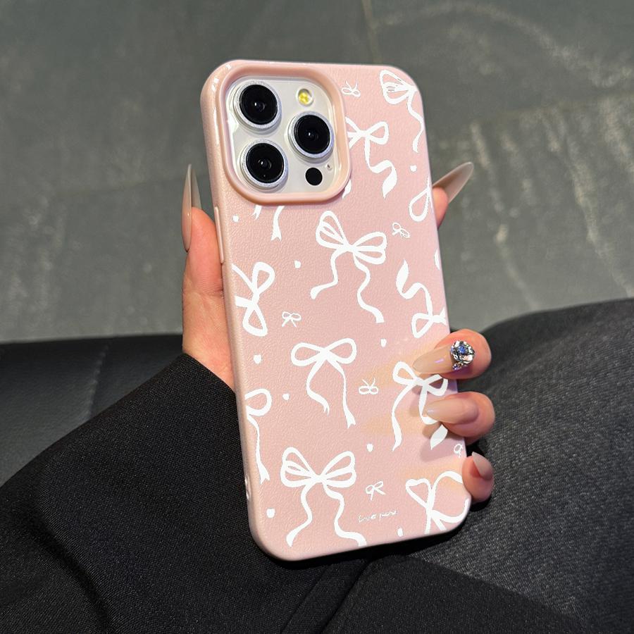 Bow Pattern Phone Case, Comfortable Feel, Protects From Drops, Fits Multiple iPhone Models, Durable Anti-Fingerprint Tpu Cover