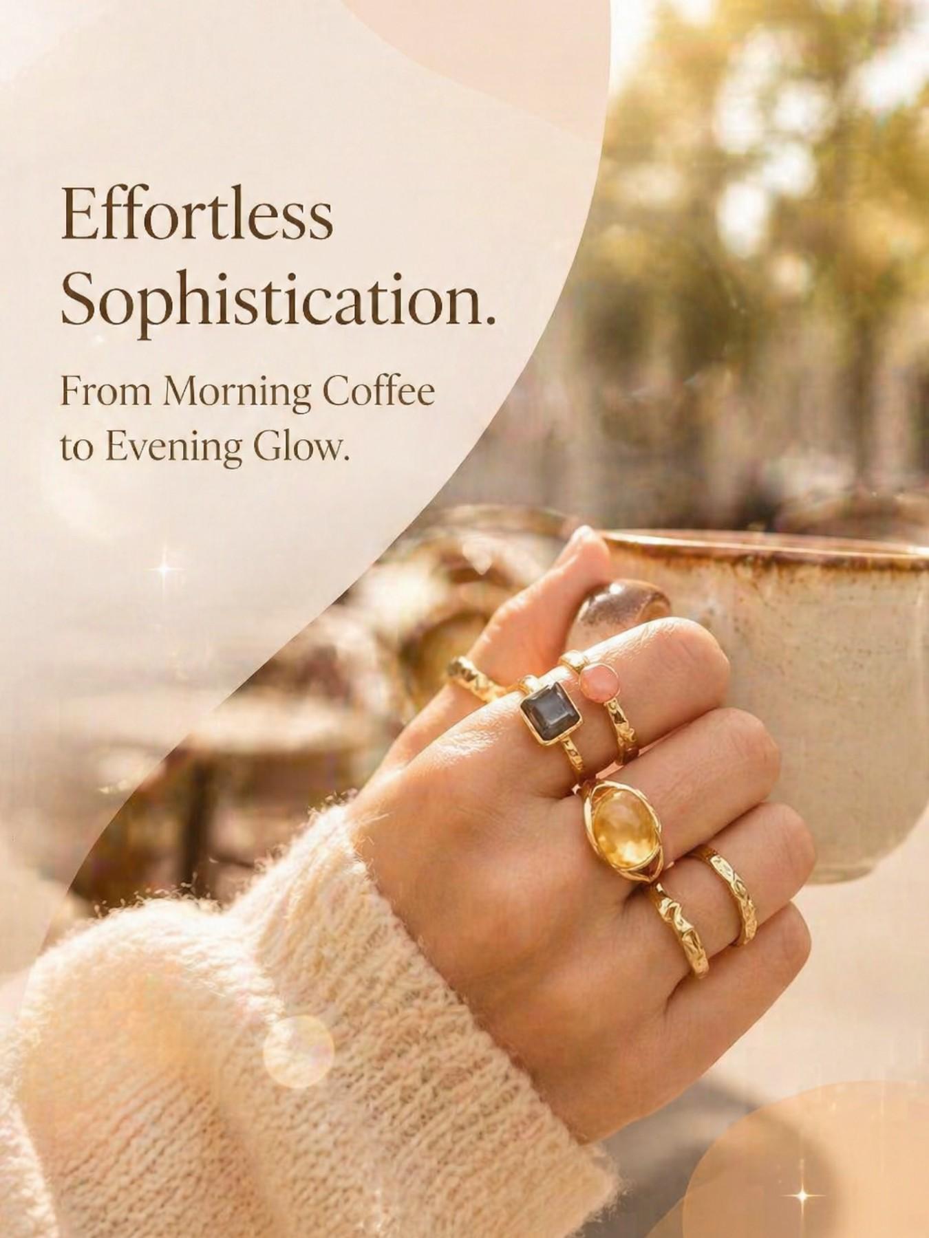 Vintage Gold Stacking Rings | Boho Chic Aesthetic Jewelry | Clean Girl Look Essentials | High-End Textured Rings for Girls
