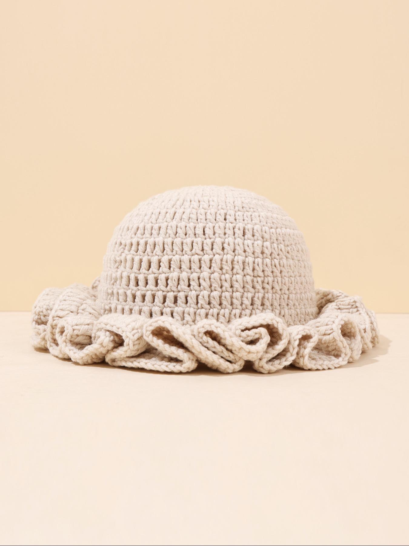 Women's Solid Color Ruffle Knitted Hat, 13 Colors Available, Compact & Exquisite Design, Perfect for Vacations & Gifts