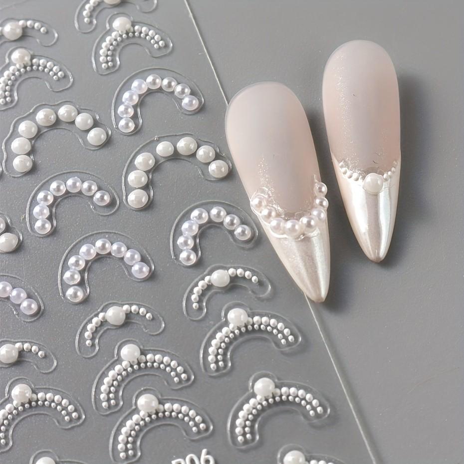 6-Piece 5D Rhinestone Lace Wave Nail Art Stickers, Self-Adhesive Wedding Season Nails, Y2K Princess Style, Ocean Design
