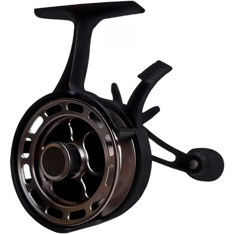Ice Fishing Reel with Large Spool Diameter, 3+1 Metal Bearings, CNC Aluminum Star Drag, Brass Gears, EVA Handle, Speed Drop System, 100m Line Capacity, Green