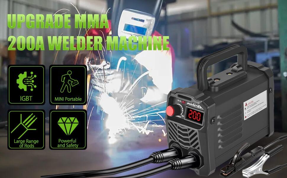 200Amp 20PCS Rods Welder Machine 110V, Super MINI Portable Welding Machine, IGBT Inverter Stick Welder with Hot Start Arc Force Anti-Stick, for 1/16"-1/8" Rod ARC Welder, 2 Chip Hammers, Gloves Outdoorfun Tool welder machine Industrial HARD EDGEHARD EDGE 200Amp 20PCS Rods Welder Machine 110V, Super MINI Portable Welding Machine, IGBT Inverter Stick Welder with Hot Start Arc Force Anti-Stick, for 1/16"-1/8" Rod ARC Welder, 2 Chip Hammers, Gloves Outdoorfun Tool welder machine Industrial HARD EDGEHARD EDGE