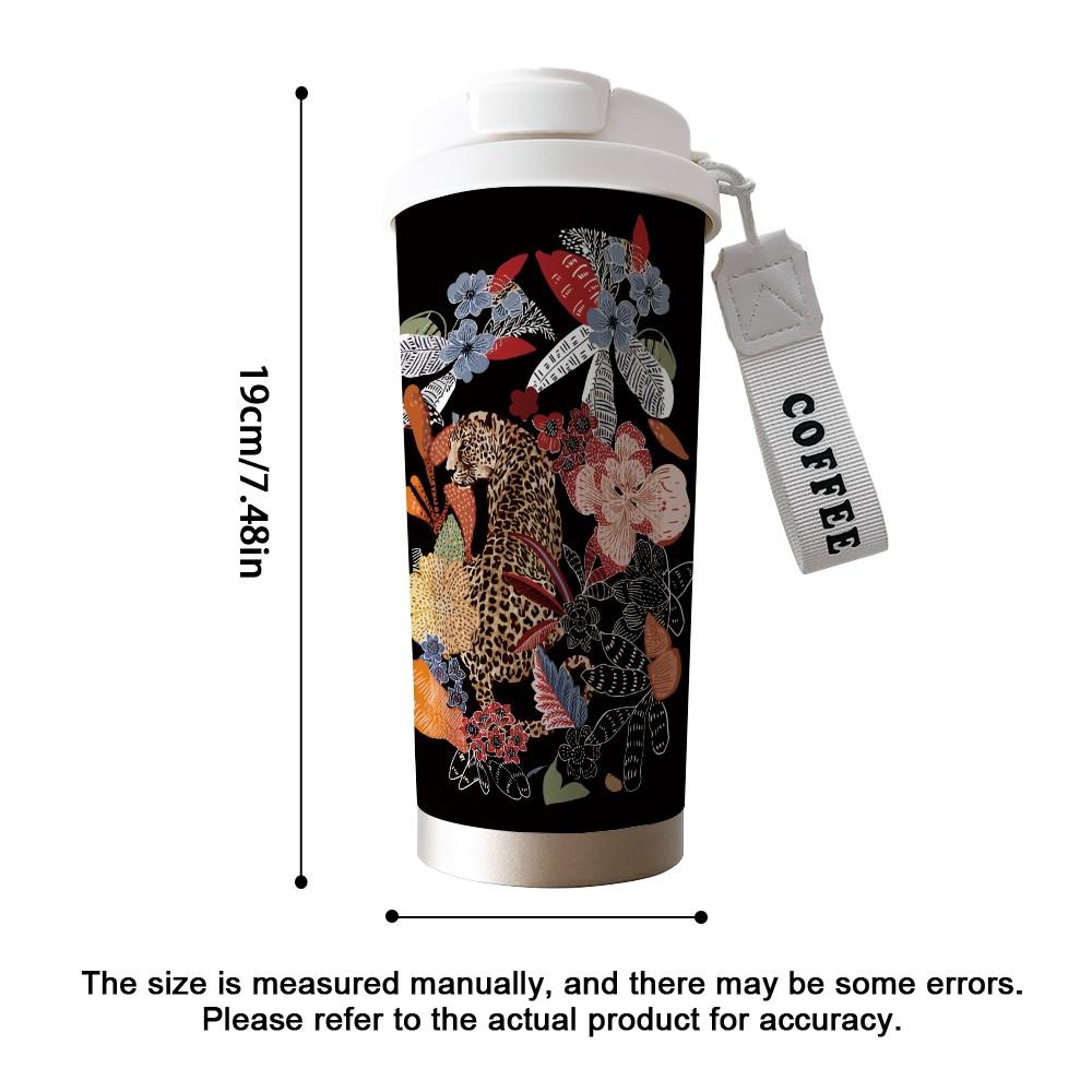 Abstract Leopard Coffee Cup, Portable Insulated Tumbler, Keeps Drinks Hot/cold, Boho Style, Ideal for Office, Travel, Sports, Golf